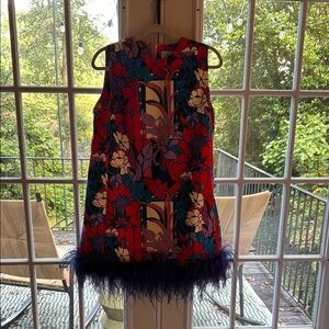TUCKERNUCK
Climbing Cosmos Sleeveless Mod Ellie Dress with feather hem